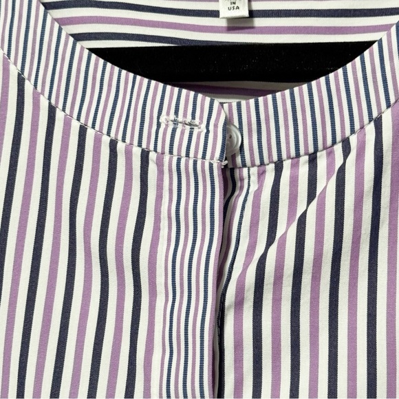 MILLY Michelle Flare Sleeve Striped Button Down Classic Designer Blouse Size 4 - Picture 3 of 9